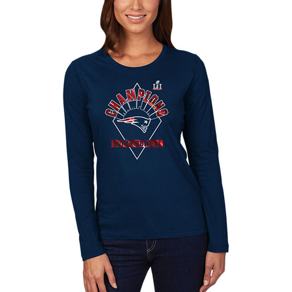 New England Patriots Majestic Women's Super Bowl LI Champions Gorgeous Win Long Sleeve T-Shirt - Navy